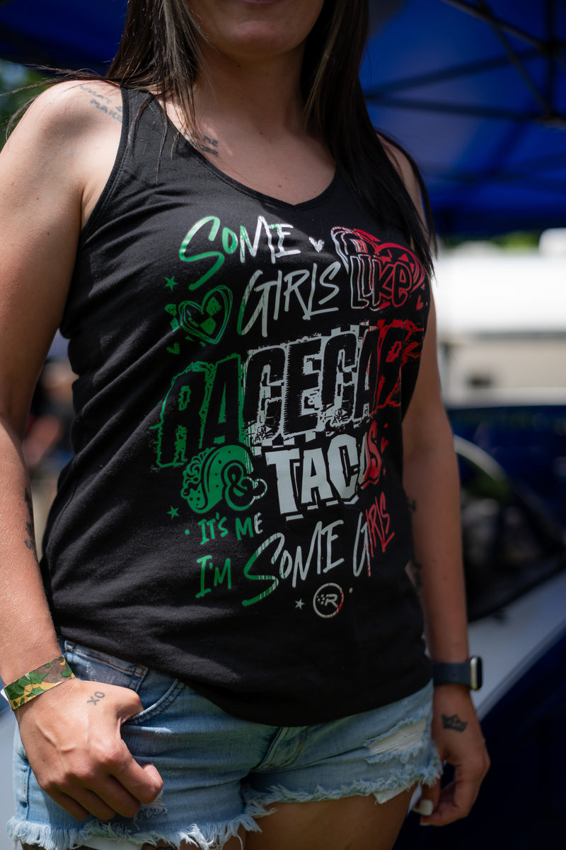 Tacos and Race Cars V-Neck Tank Top