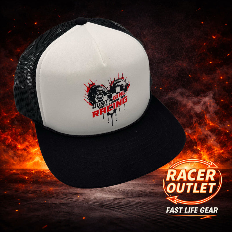 Just a Girl Who Loves Racing™ Foam Trucker Hat | Fast Life Gear