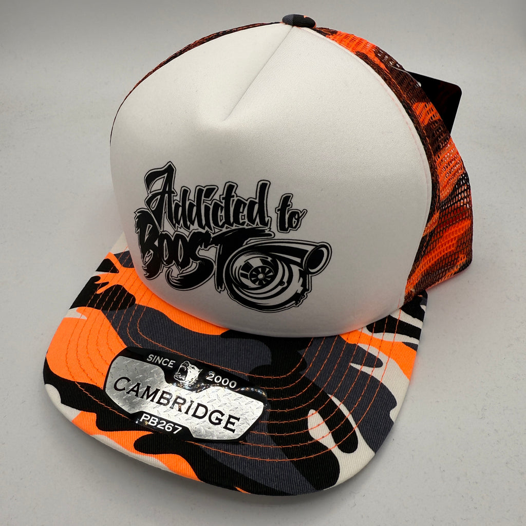 Addicted to Boost – Neon Camo Foam Trucker Cap