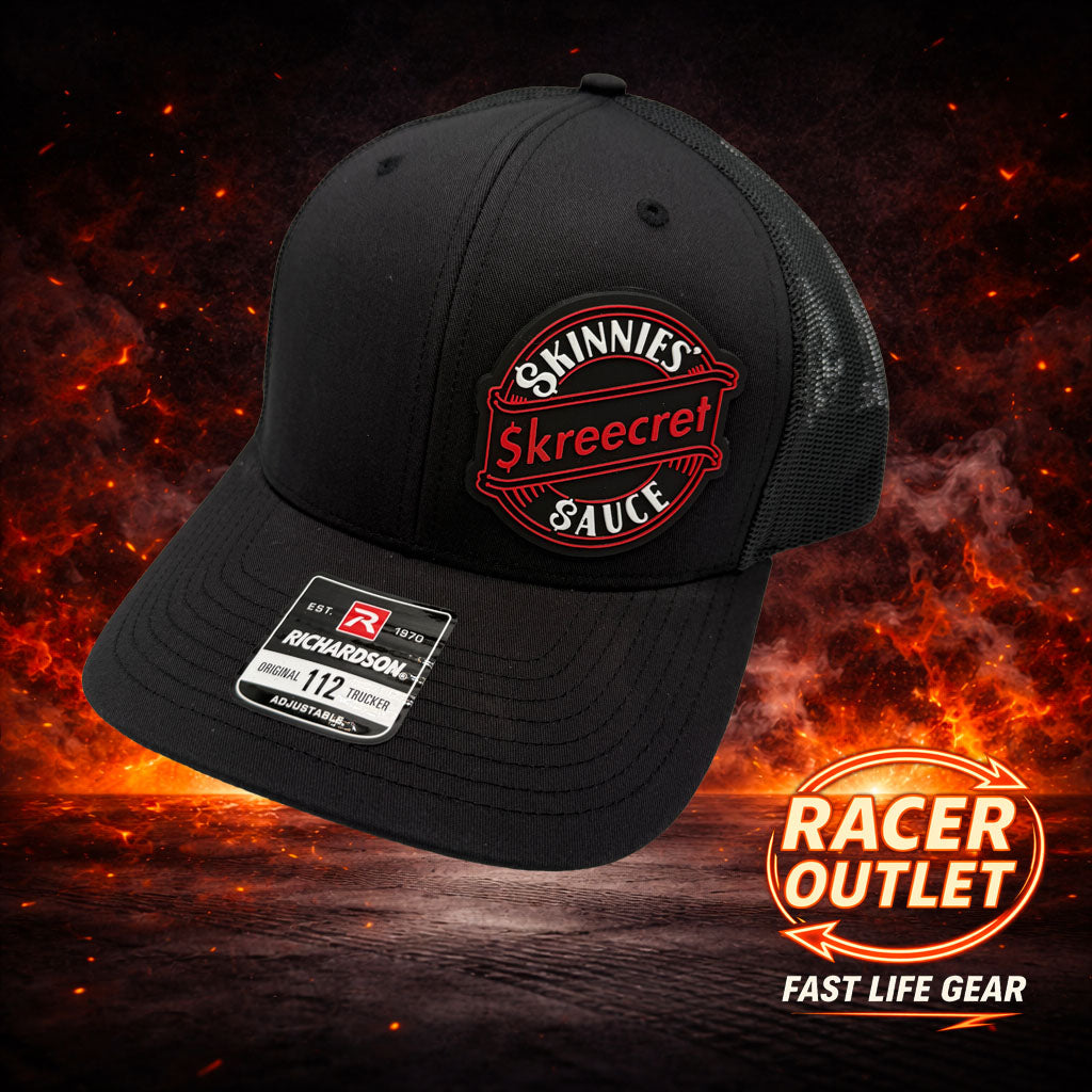 Skinnies Sauce PVC patch snapback hat – Richardson 112 – Black Mesh Back