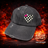Love Racing youth cross back ponytail hat, Charcoal