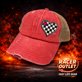Love Racing youth cross back ponytail hat, Coral